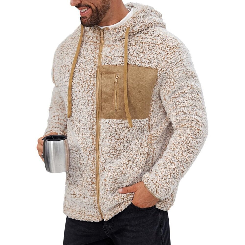 Men's Sherpa Jacket Fuzzy Warm Lightweight Winter Hoodie S-XXL - Picture 1 of 7